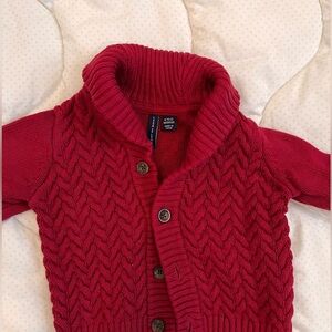 Pre-owned Janie and Jack Boys Red Cardigan size: 6 to 12 Months.